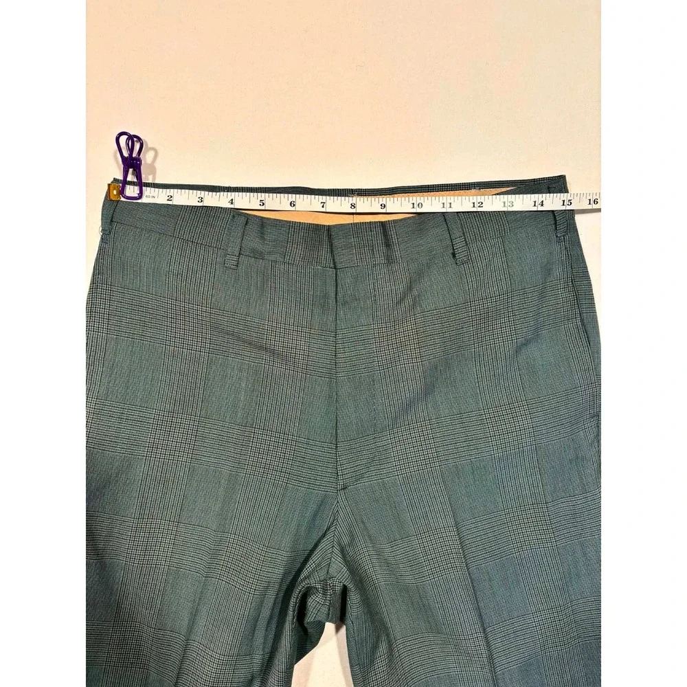 Farah Vintage Blue Glen Plaid Dress Pants Straight Leg Mens 32x28‎ USA Made